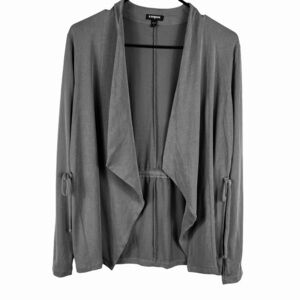 Express Draped Long Sleeve Cardigan Side Tie Size Small Gray Casual Open Front
